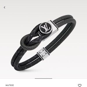Louis Vuitton Black and Silver Leather Bracelet
